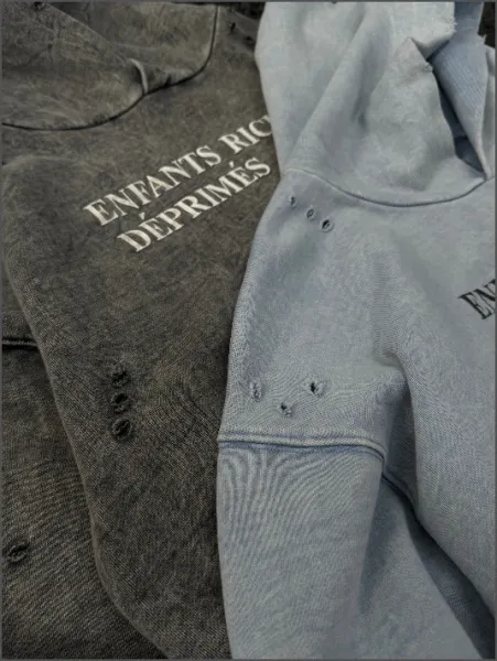 Design e.r.d Graphic Distressed Hoodie Brown - 5