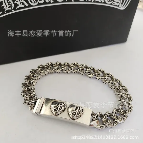 Chrome Hearts Love Heart Clasp Silver Chain Bracelet Jewelry - 1