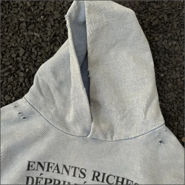 Design e.r.d Graphic Distressed Hoodie Brown - 17