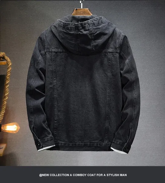 Design DS8965-2 Black Hooded Denim Jacket - 16