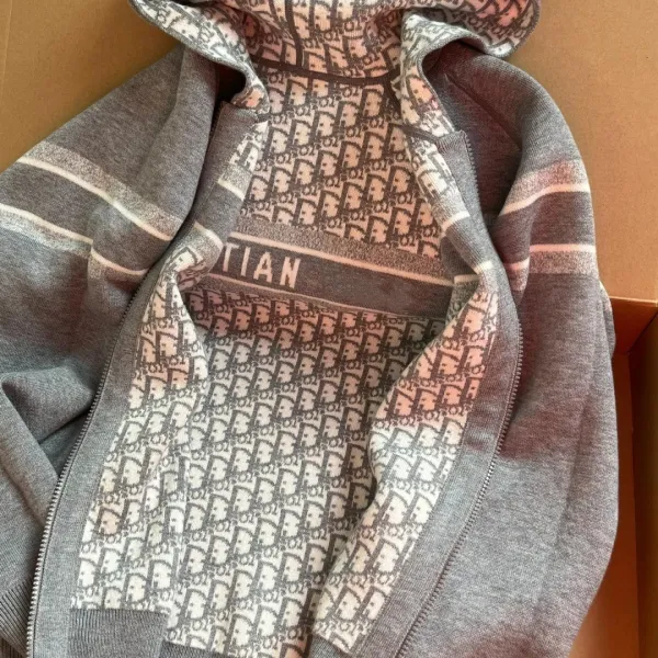 Dior Oblique Knit Hoodie Black / White - 6