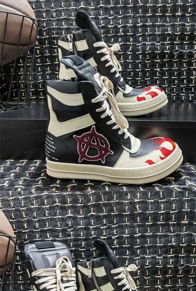 Design Flame Print High-Top Sneakers - 5