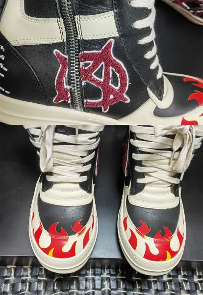 Design Flame Print High-Top Sneakers - 8