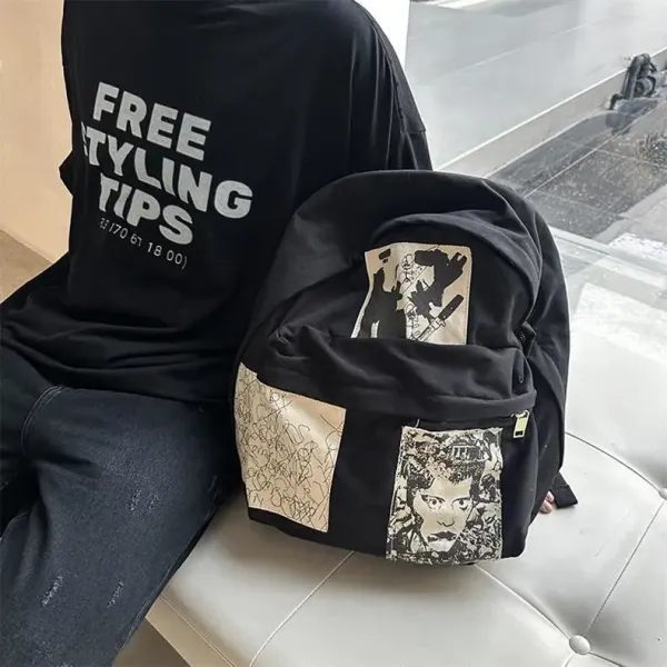 Comme des Garçons x Jean-Michel Basquiat Patchwork Backpack Black - 2