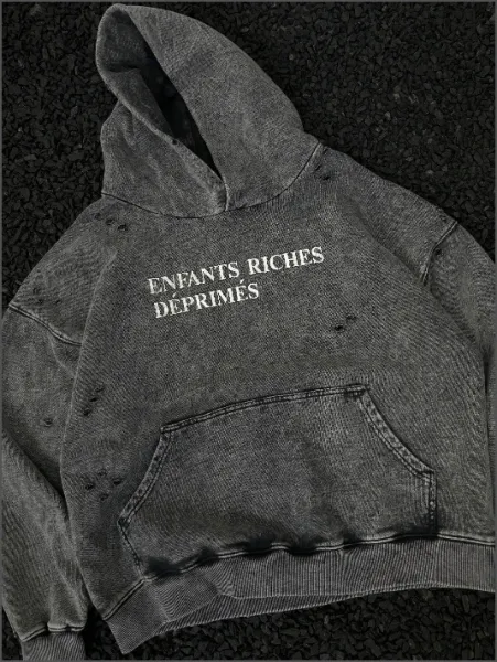 Design e.r.d Graphic Distressed Hoodie Brown - 8