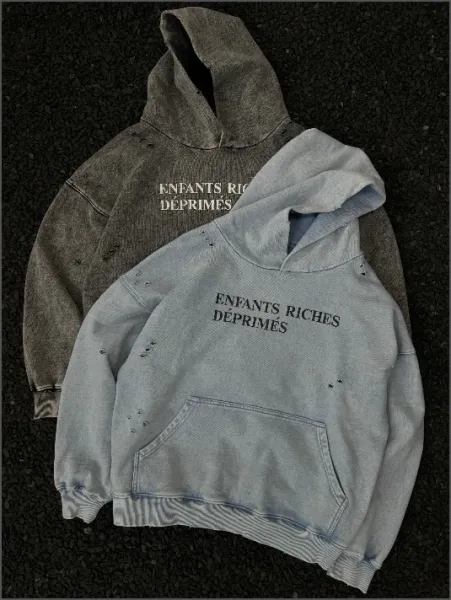 Design e.r.d Graphic Distressed Hoodie Brown - 4