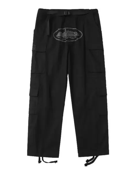Design Cargo Pants with Neon Green Ship Logo Black - 17