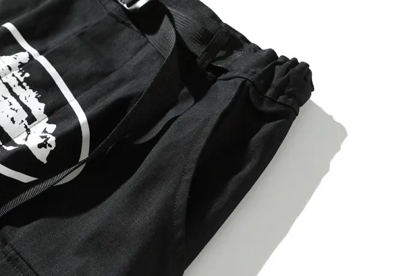 Design Cargo Pants with Neon Green Ship Logo Black - 8