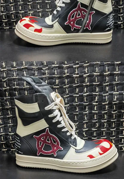 Design Flame Print High-Top Sneakers - 10