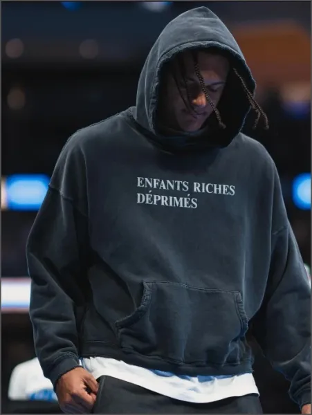 Design e.r.d Graphic Distressed Hoodie Brown - 45
