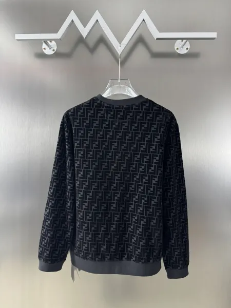 Fendi FF Logo Print Crewneck Sweatshirt Black Hoodie - 3