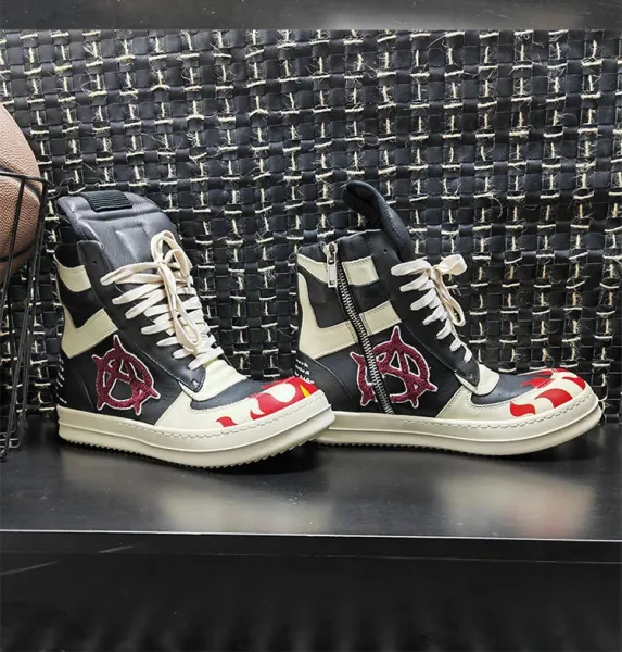 Design Flame Print High-Top Sneakers - 11
