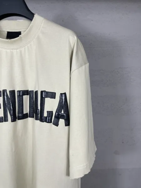 Balenciaga Logo Print Oversized T-Shirt Beige - 13