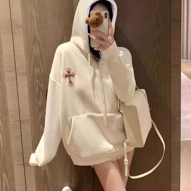 Chrome Hearts Embroidered Hoodie White with Pink Logo - 4