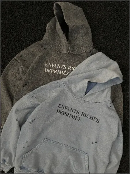 Design e.r.d Graphic Distressed Hoodie Brown - 6