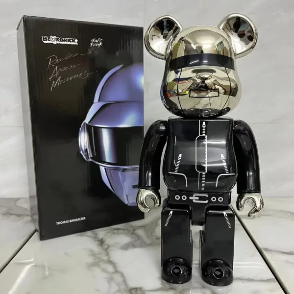 Medicom Toy x Daft Punk x Thomas Bangalter Bearbrick 1000% Chrome Black Collectible Figure Accessories - 1