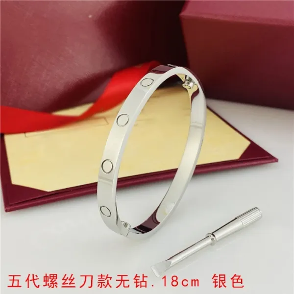 Cartier Love Bracelet Fifth Generation Screw-Set Silver Without Diamonds Jewelry - 1