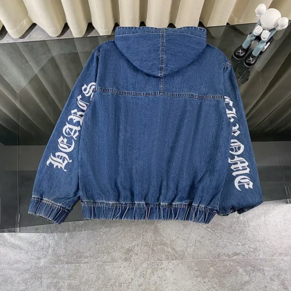 Chrome Hearts Denim Half-Zip Hoodie Blue - 4