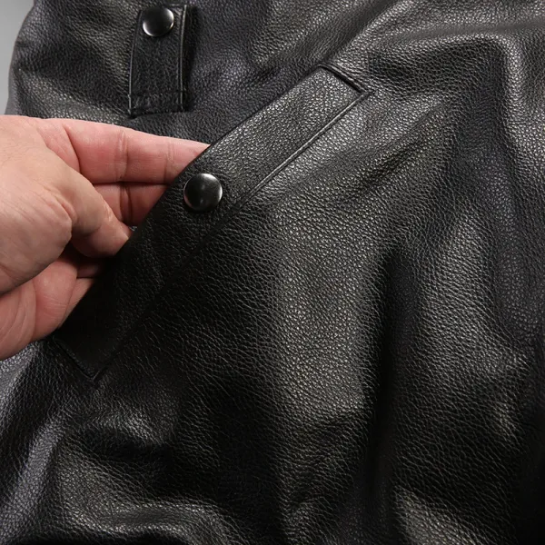 Design Alpha Industries MA-1 Flight Jacket Black Leather with Patch Embellishments Leather Jacket - 15