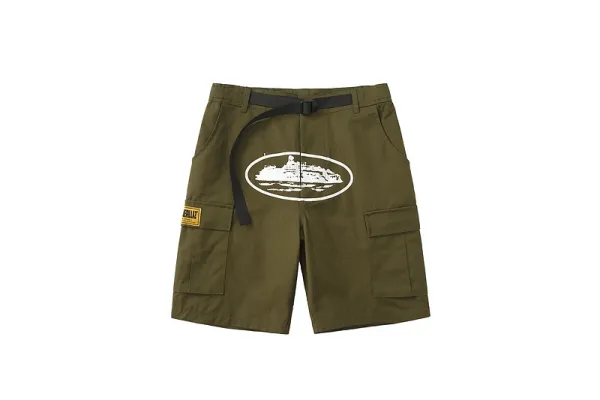 Design Cargo Shorts with Ship Graphic and Detachable Belt Navy - 19