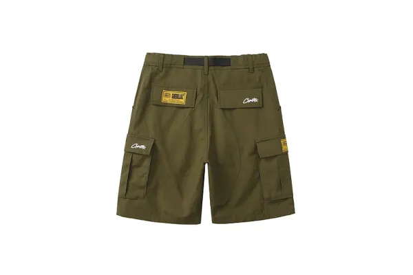 Design Cargo Shorts with Ship Graphic and Detachable Belt Navy - 21