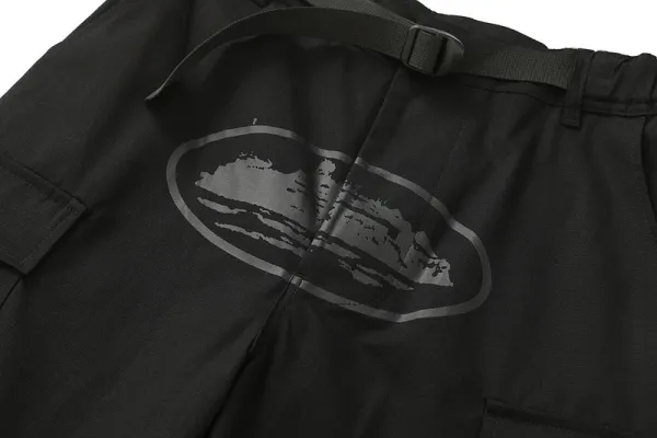 Design Cargo Shorts with Ship Graphic and Detachable Belt Navy - 23