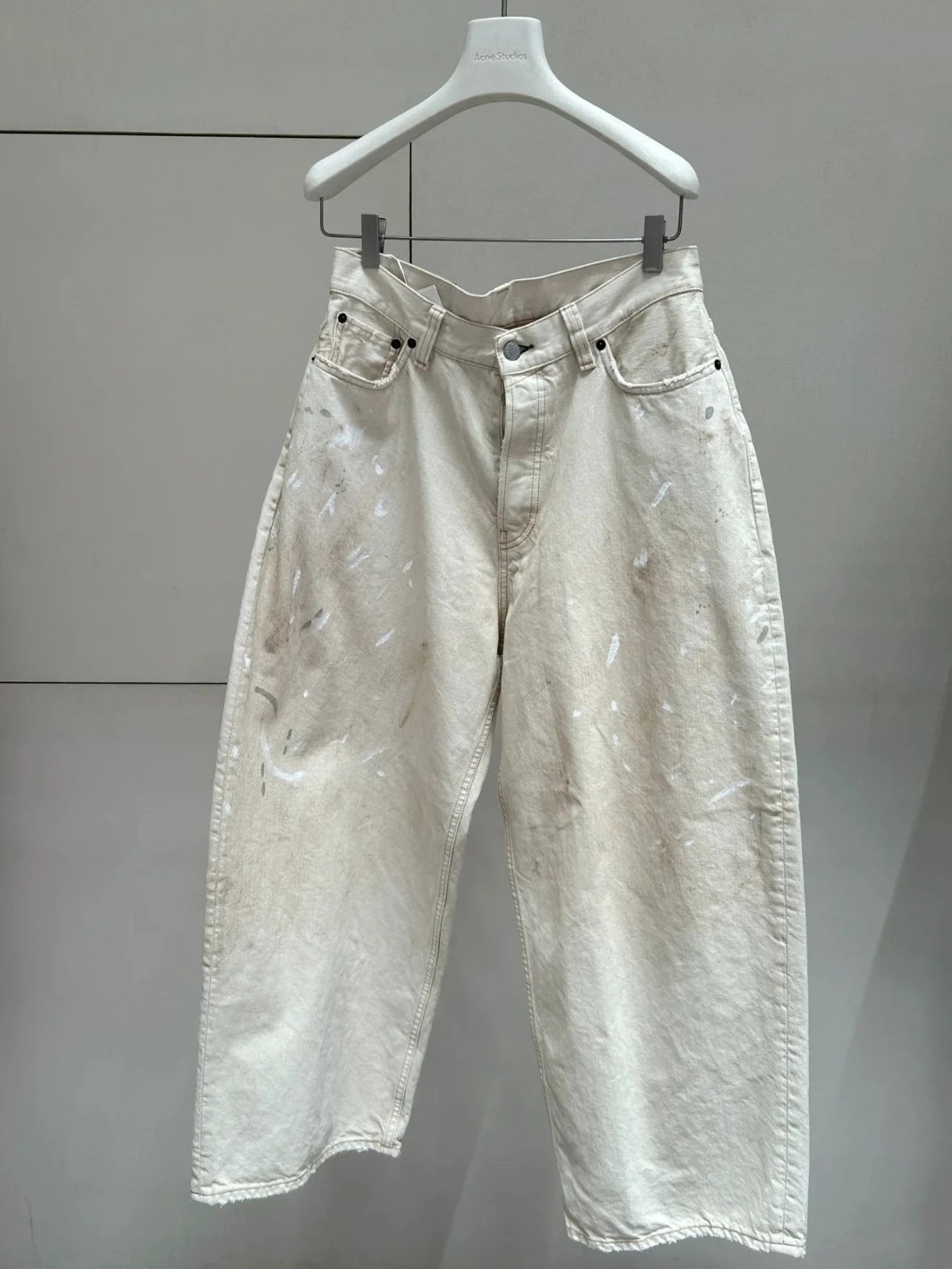 Design Wide-Leg Denim Pants with Patch Pockets Off-White Jeans - 5