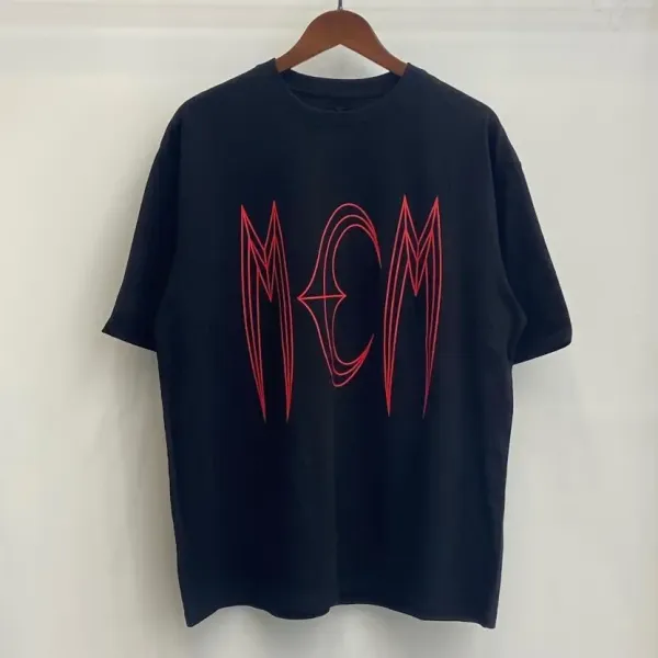 MCM Outline Logo Black T-Shirt - 1