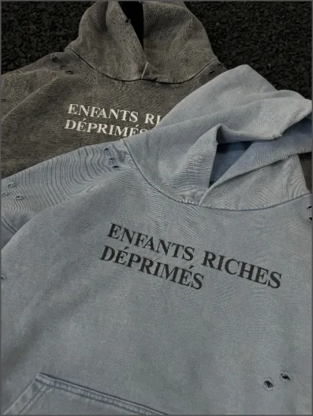 Design e.r.d Graphic Distressed Hoodie Brown - 15
