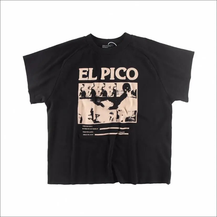 Design Graphic Print Hebrew Text Black Cropped T-Shirt - 12