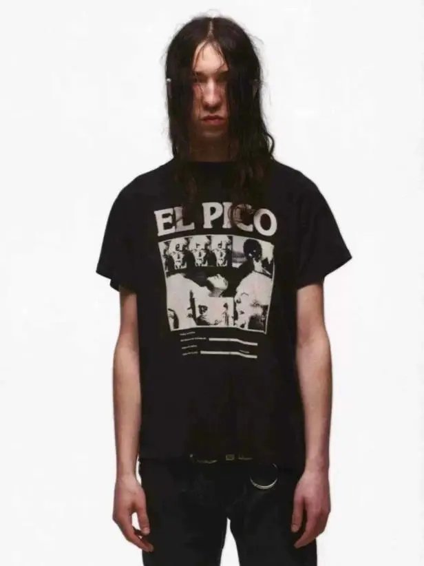Design Graphic Print Hebrew Text Black Cropped T-Shirt - 20