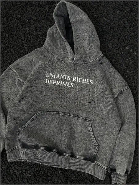 Design e.r.d Graphic Distressed Hoodie Brown - 3