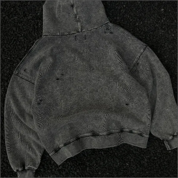 Design e.r.d Graphic Distressed Hoodie Brown - 10