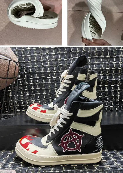 Design Flame Print High-Top Sneakers - 4