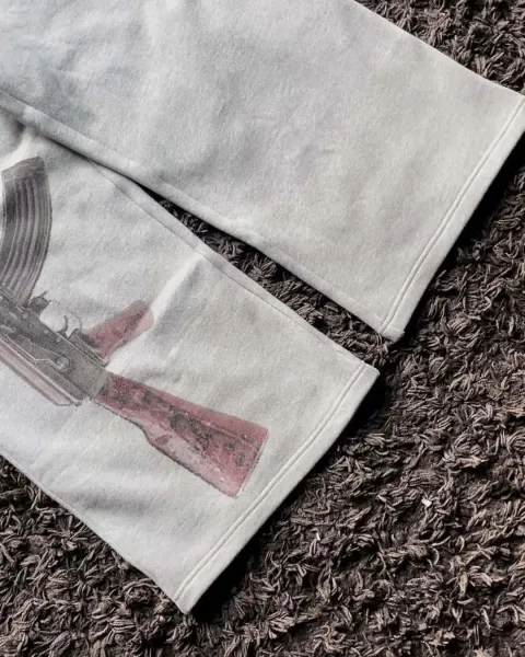 Design Solrim AK-47 Print Sweatpants Gray Sweatpants - 12
