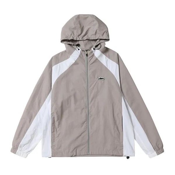 Design Windbreaker Jacket Beige and White Outerwear - 1
