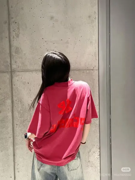 Balenciaga Logo Print Oversized T-Shirt Beige - 18