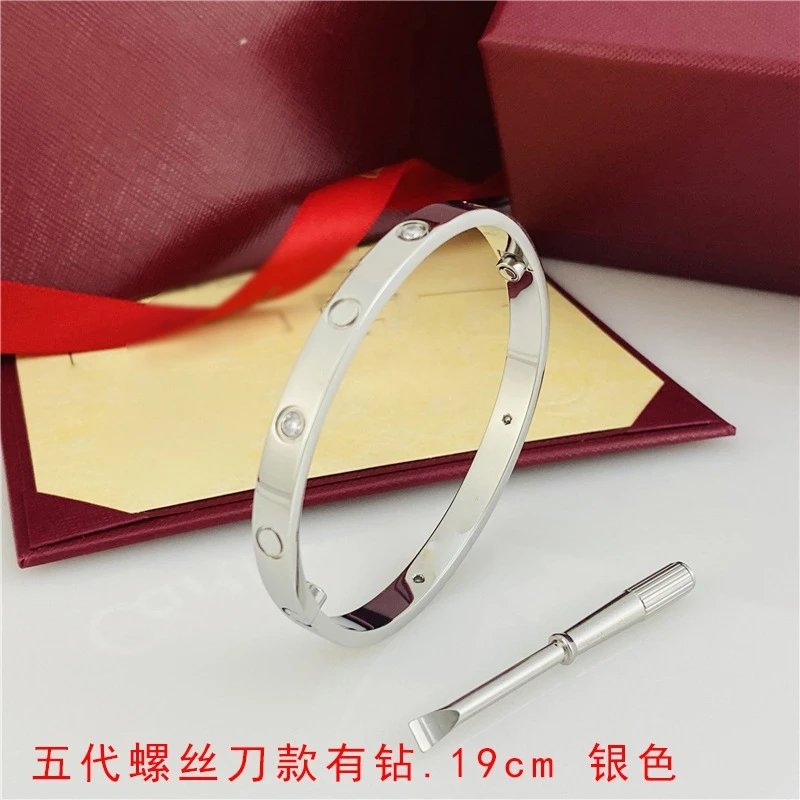 Cartier Love Bracelet Fifth Generation Screwdriver Edition with Diamonds Silver 19cm Jewelry - 1