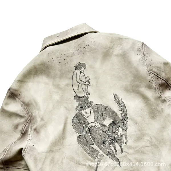 Enfants Riches Déprimés Paint-Splatter Leather Jacket Beige Outerwear - 25