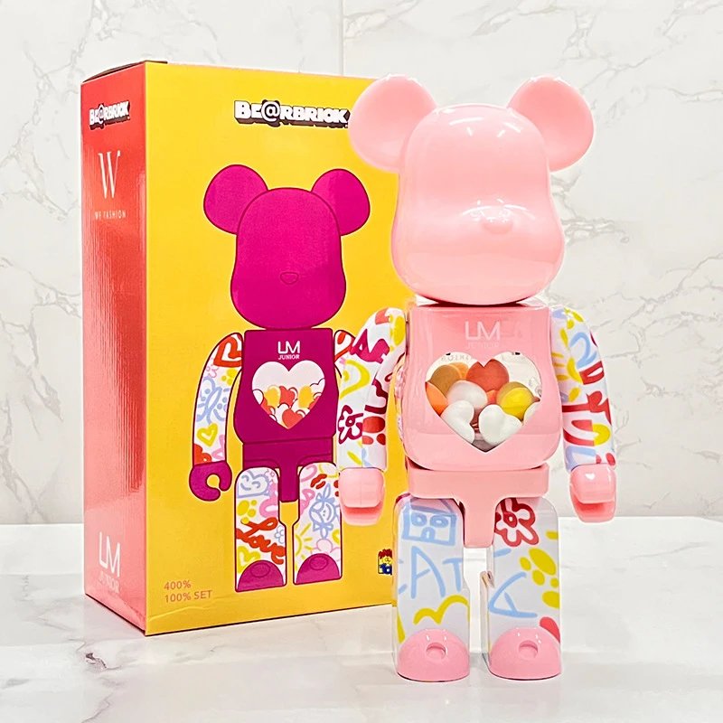 Medicom Toy x LM Junior Bearbrick 400% Pink Multicolor Collectible Figure Accessories