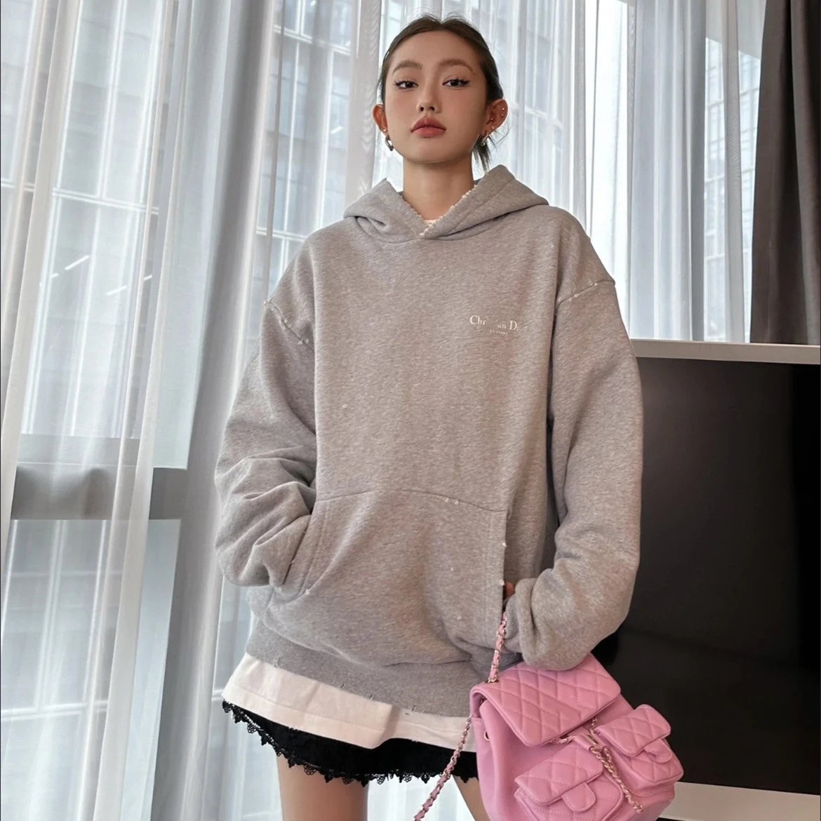 Dior Gray Distressed Hoodie - 6