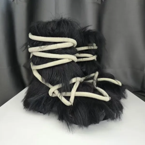 Design Fur Wrap Boots White Ankle Boots - 30