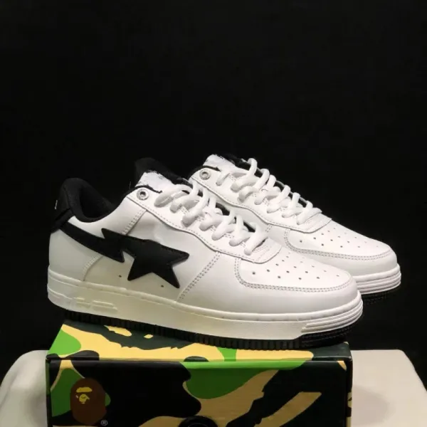 A Bathing Ape Bape Sta Low White Black Star Sneakers - 1
