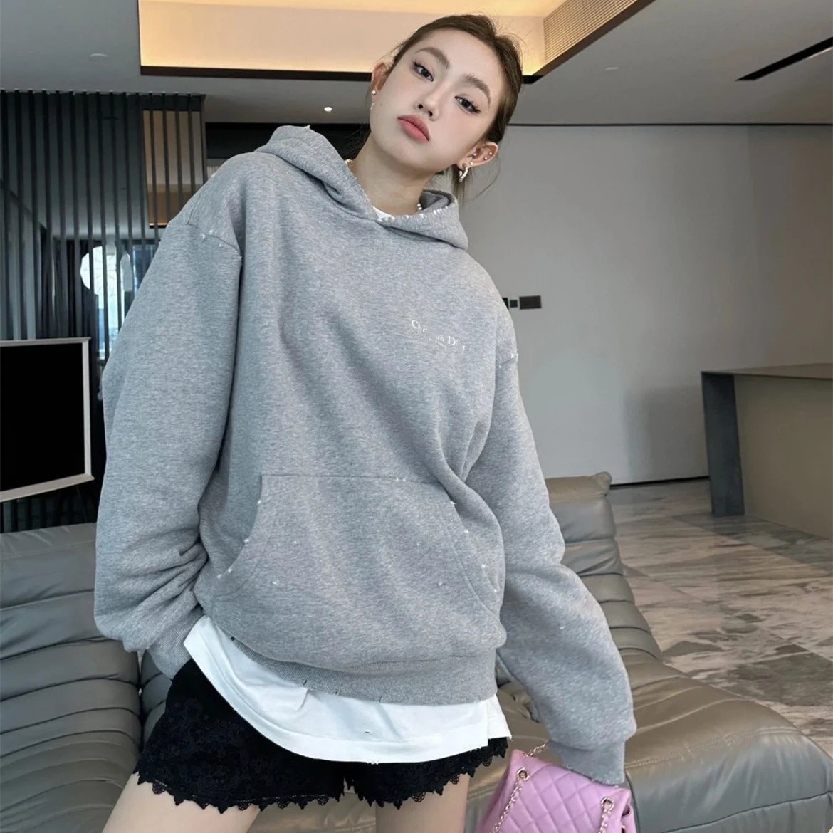 Dior Gray Distressed Hoodie - 5