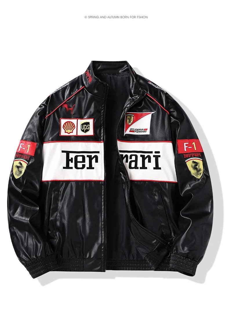 Ferrari Scuderia Racing Jacket Black Red Leather Jacket - 11