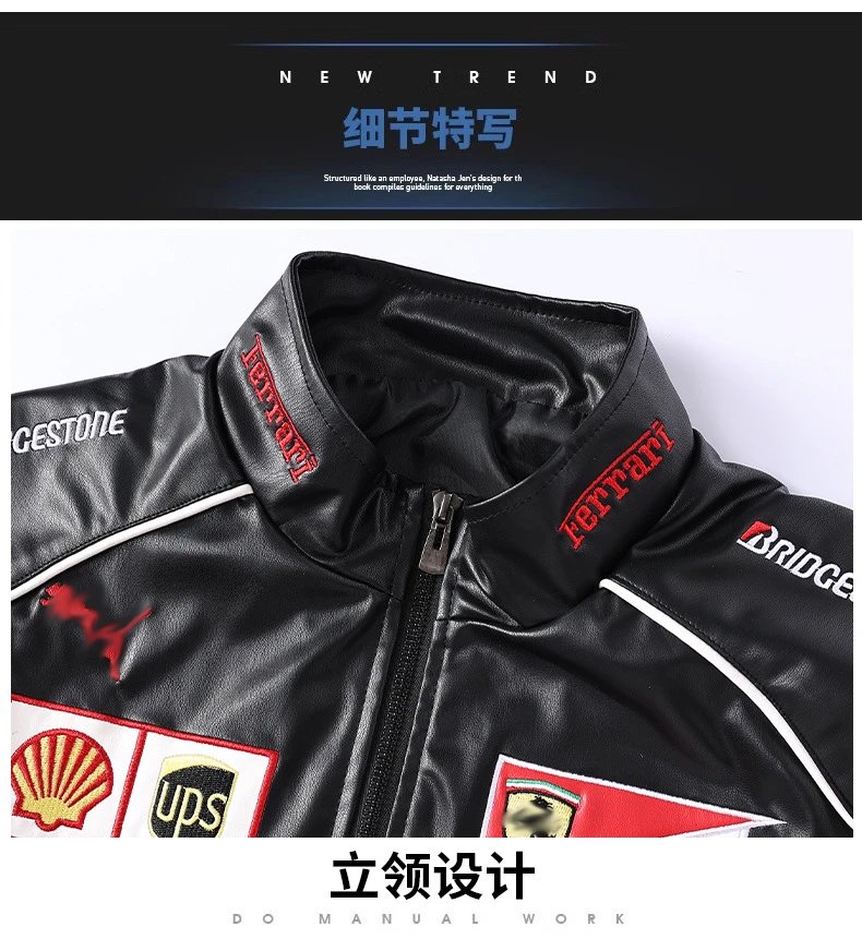 Ferrari Scuderia Racing Jacket Black Red Leather Jacket - 13