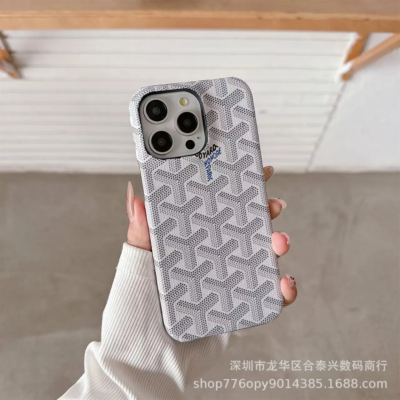Goyard Monogram iPhone Case White / Gray Phone Case