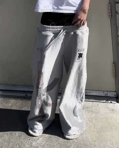 Design Solrim AK-47 Print Sweatpants Gray Sweatpants - 5