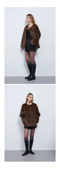 Design Faux Fur Coat Brown Outerwear - 11