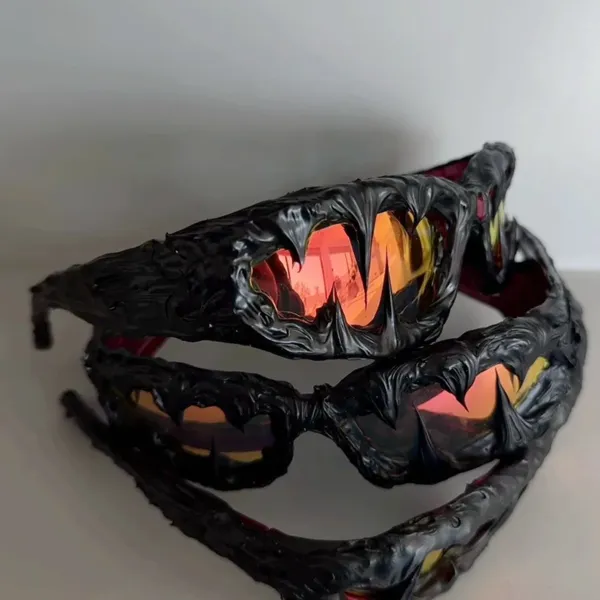 Design Monster Teeth Sunglasses Gold Blue Eyewear - 4
